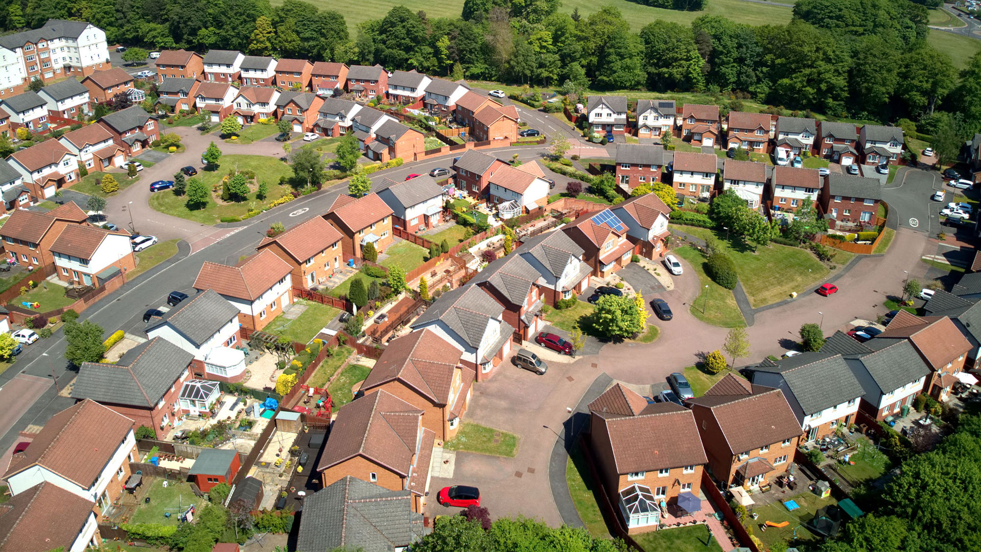 Arial view of a housing estate